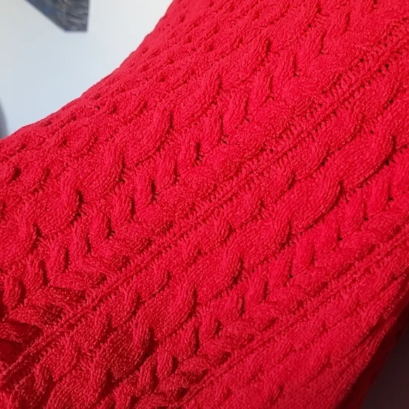 J. JILL red cable knit sweater size large - Picture 6 of 6
